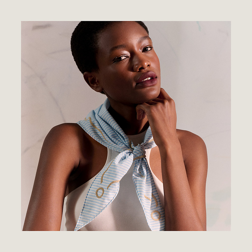 Ancre Marine triangle scarf - Blue | Hermès Mainland China